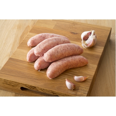 Pork and garlic sausages from Primrose Herd butchery and online shop