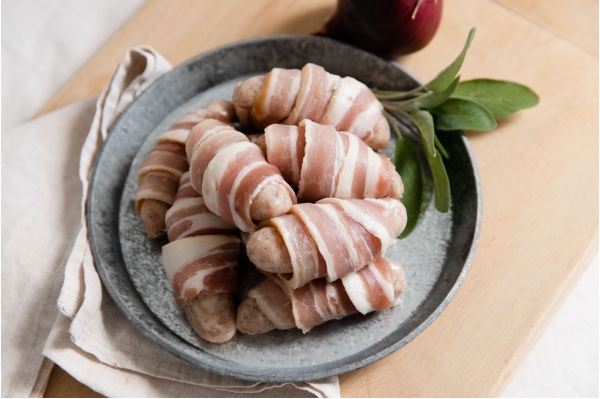 Sage and red onion pigs in blankets from The Primrose Herd online shop and Farm butchery
