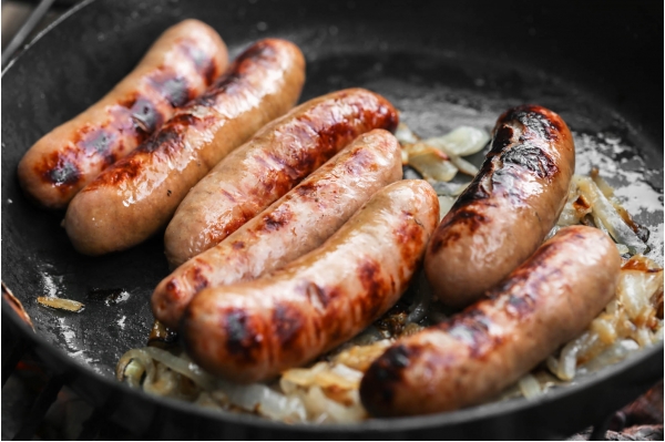 Pork and apple sausages from Primrose Herd butchery and online shop