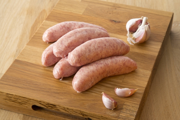 Pork and garlic sausages from Primrose Herd butchery and online shop