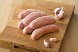 Pork and garlic sausages from Primrose Herd butchery and online shop