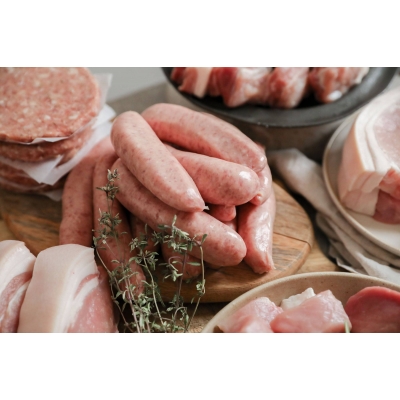 Cranberry and rosemary sausages from The Primrose Herd online shop and Farm Butchery